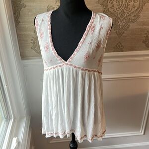 Free People Embroidered Diamond Tank Top S